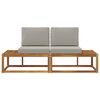 vidaXL Outdoor End Sofa mit Kissen 2 St&uuml;ck Nat&uuml;rlich und Hellgrau