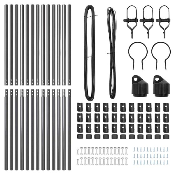 vidaXL Zaunpfosten 13 pcs Grau Stahl