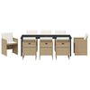 vidaXL Garten Essgruppe mit Kissen 9 pcs Beige Poly-Rattan
