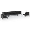 vidaXL 6-tlg. Garten-Lounge-Set mit Kissen Poly Rattan Dunkelgrau