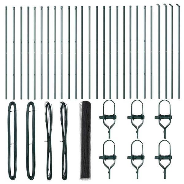 vidaXL Zaunpfosten Grau 50 x 1 m (13 mm Maschendraht) Stahl und PVC