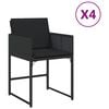 vidaXL Gartenstühle mit Kissen 4 Stk. Schwarz Poly Rattan