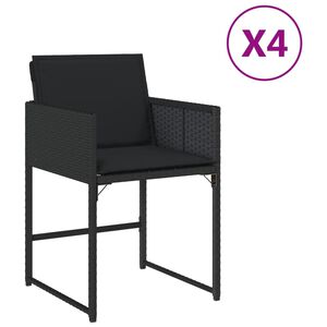 vidaXL Gartenst&uuml;hle mit Kissen 4 Stk. Schwarz Poly Rattan