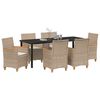 vidaXL Garten Essgruppe 7 pcs Beige Poly-Rattan
