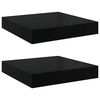 vidaXL Schweberegale 2 Stk. Hochglanz-Schwarz 23x23,5x3,8 cm MDF