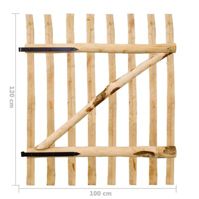 vidaXL Zauntor Einflügelig Haselnussholz 100x120 cm