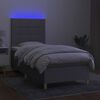vidaXL Boxspringbett mit Matratze & LED Hellgrau 100x200 cm Stoff