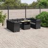 vidaXL 10-tlg. Garten-Sofagarnitur mit Kissen Schwarz Poly Rattan
