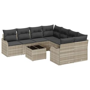 vidaXL Gartensofa-set mit Kissen 9 pcs Hellgrau und Dunkelgrau
