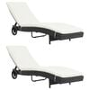 vidaXL Sonnenliegen 2 Stk. mit Rollen und Auflagen Poly Rattan Schwarz