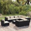 vidaXL 10-tlg. Garten-Lounge-Set mit Kissen Poly Rattan Schwarz