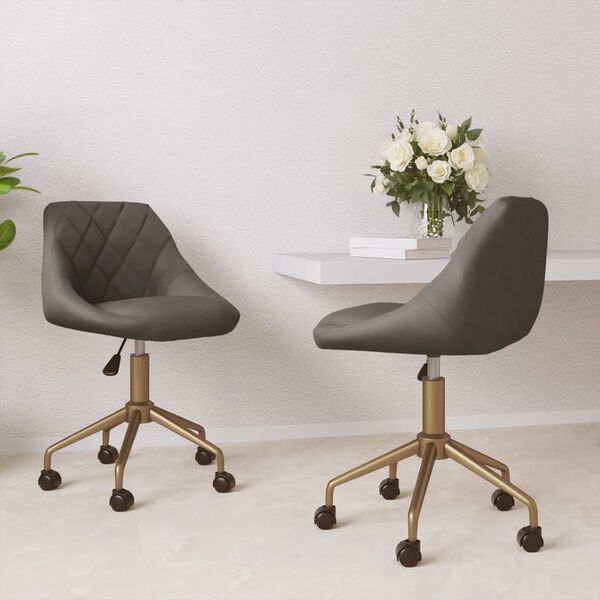 vidaXL Esszimmerst&uuml;hle 2 Stk. Drehbar Dunkelgrau Samt