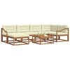 vidaXL Outdoor-Sofagarnitur mit Kissen 7 pcs Natur und Creme