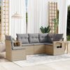 vidaXL 5-tlg. Garten-Sofagarnitur mit Kissen Beige Poly Rattan