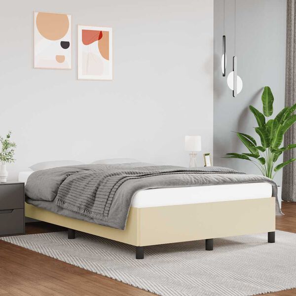vidaXL Bettgestell ohne Matratze Creme 120x190 cm Kunstleder