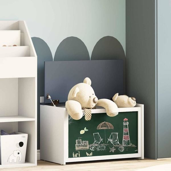 vidaXL Box mit Stauraum und Tafelvorderseite ROROS Grau und Wei&szlig;