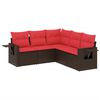 vidaXL 5-teiliges Gartensofa-Set mit Kissen, braun, Polyrattan