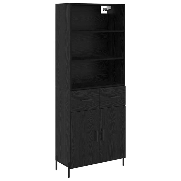 vidaXL Highboard Schwarz Eichen-Optik 69,5 x 34 x 180 cm Holzwerkstoff