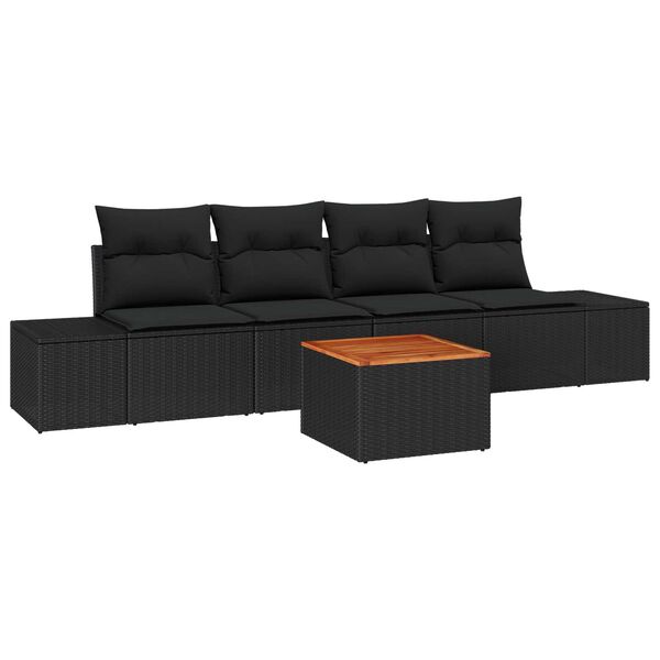 vidaXL Gartensofa-set mit Speicher 5 pcs Schwarz Poly-Rattan