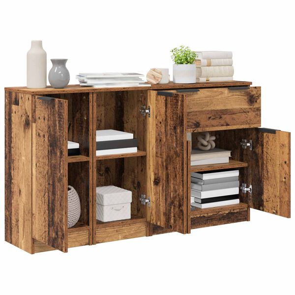 vidaXL Sideboard mit Schubladen 3 pcs Altholz Holzwerkstoff