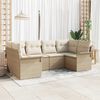 vidaXL Garten-Sofa-Set mit Kissen mit Speicher 6 pcs Beige Poly Rattan