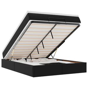 vidaXL Ottoman-Bett mit Matratze Schwarz 140x200 cm Kunstleder