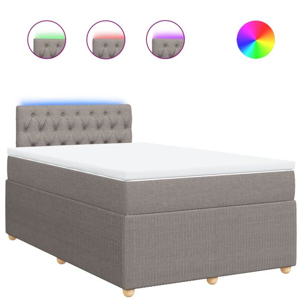 vidaXL Boxspringbett mit Matratze Taupe 120x200 cm Stoff