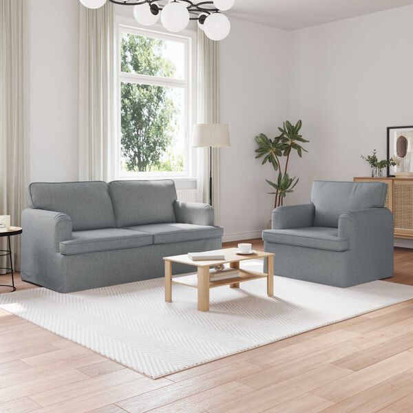 vidaXL Sofa 2 pcs Hellgrau 162 x 80 x 85 cm Stoff