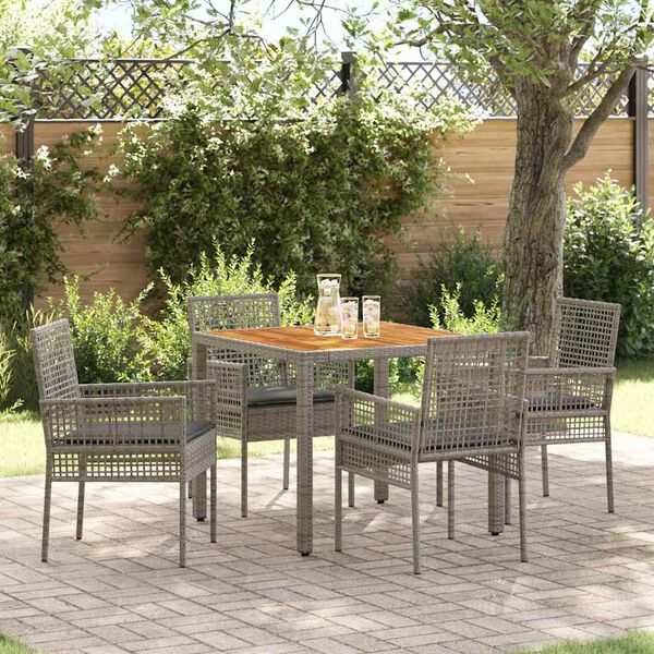 vidaXL Garten Essgruppe 5 pcs Grau Poly-Rattan