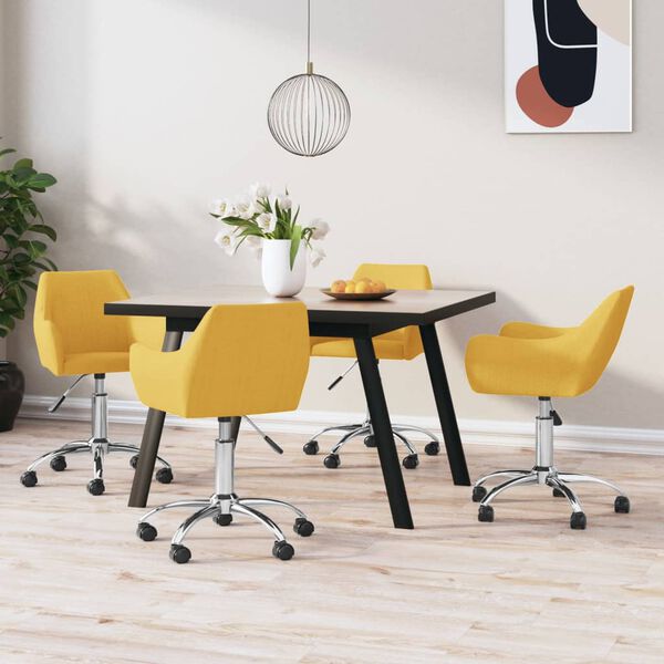 vidaXL Esszimmerst&uuml;hle 4 Stk. Drehbar Gelb Stoff