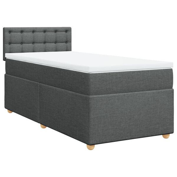 vidaXL Boxspringbett mit Matratze Dunkelgrau Stoff