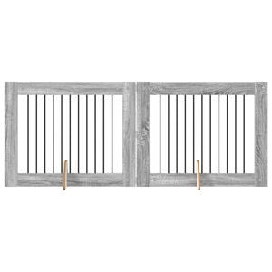 vidaXL Hundetor mit St&auml;ndern 2 pcs Graues Sonoma 100 x 80 cm
