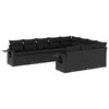 vidaXL 10-tlg. Garten-Sofagarnitur mit Kissen Schwarz Poly Rattan