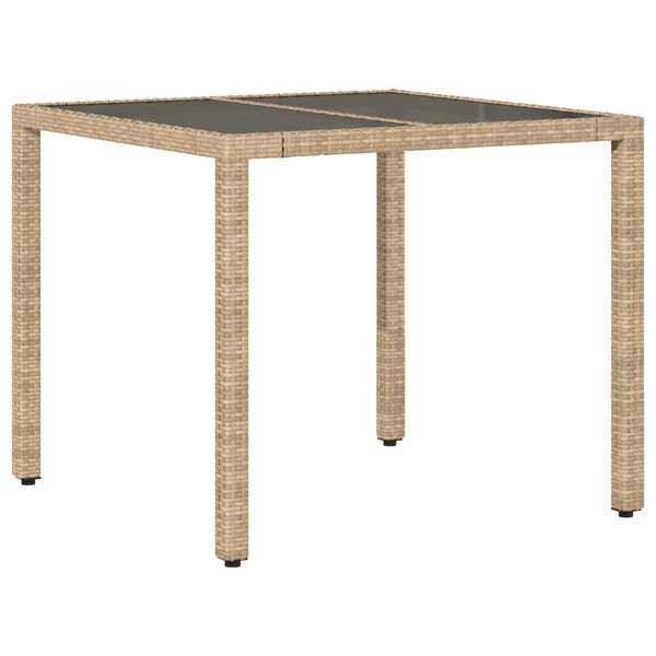 vidaXL 5-tlg. Garten-Essgruppe mit Kissen Beige Poly Rattan und Glas