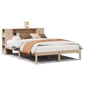 vidaXL Massivholzbett mit Regal ohne Matratze 135x190 cm Kiefernholz