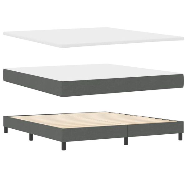 vidaXL Boxspringbett mit Matratze Dunkelgrau 200 x 180 cm Polyester
