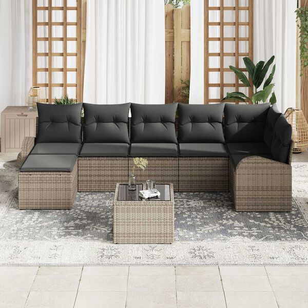 vidaXL Garten-Sofa-Set 8 pcs Grau Poly Rattan