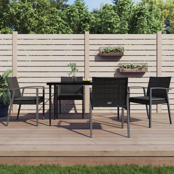 vidaXL 5-tlg. Garten-Essgruppe mit Kissen Poly Rattan und Stahl