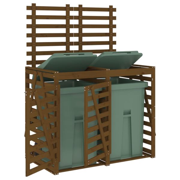 vidaXL M&uuml;lltonnenbox f&uuml;r 2 Tonnen Honigbraun Massivholz Kiefer