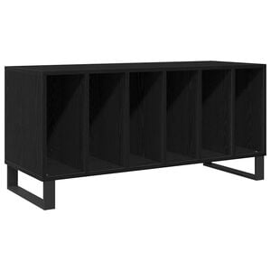 vidaXL Schallplattenschrank Schwarz Eichen-Optik 100 x 38 x 48 cm