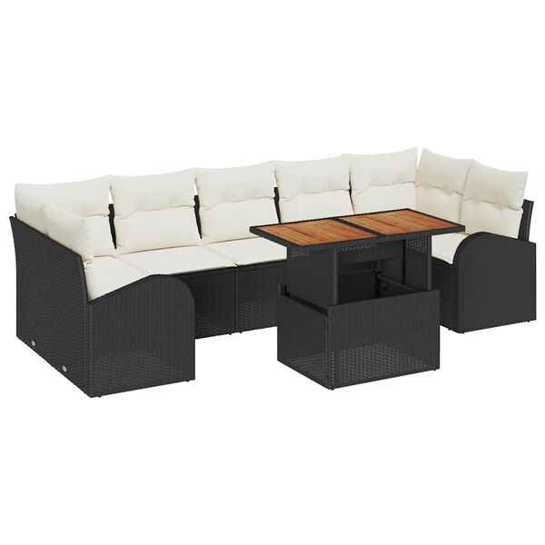 vidaXL Garten-Sofa-Set mit Kissen 8 pcs Schwarz und Creme