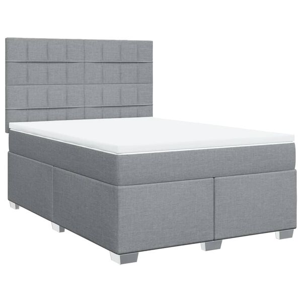 vidaXL Boxspringbett mit Matratze Hellgrau 160x200 cm Stoff