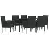 vidaXL 7-tlg. Garten-Essgruppe Schwarz Poly Rattan und Stahl
