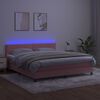vidaXL Boxspringbett mit Matratze & LED Rosa 180x200 cm Samt