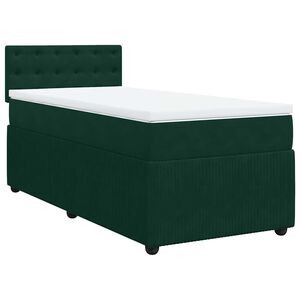 vidaXL Boxspringbett mit Matratze Dunkelgr&uuml;n 90x190 cm Samt