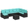 vidaXL Sofa Set 9 stk. Schwarz und T&uuml;rkis Poly-Rattan