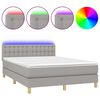 vidaXL Boxspringbett mit Matratze & LED Hellgrau 140x200 cm Stoff