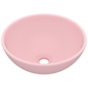 vidaXL Luxus-Waschbecken Rund Matt Rosa 32,5x14 cm Keramik