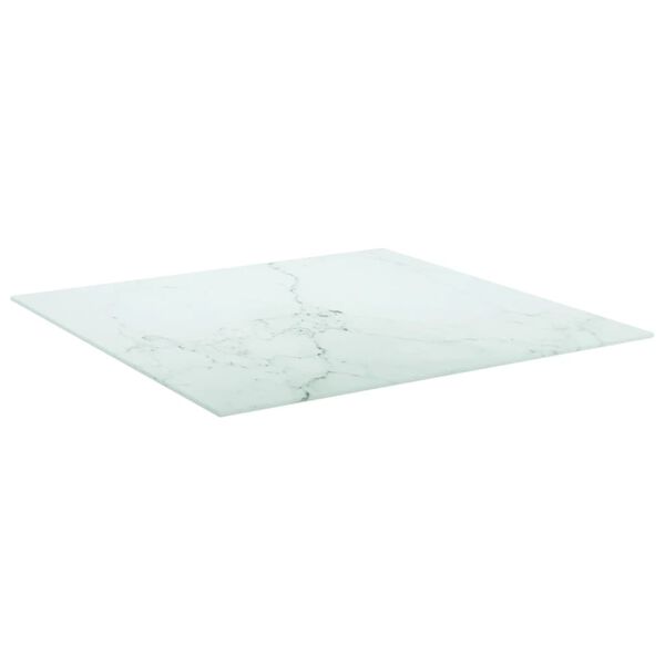 vidaXL Tischplatte Weiß 70x70 cm 6 mm Hartglas in Marmoroptik