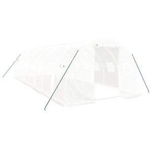 vidaXL Gew&auml;chshaus mit Stahlrahmen Wei&szlig; 24 m&sup2; 8x3x2 m